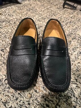 Oliver Cabell Black Pebbled Leather Driver Loafers